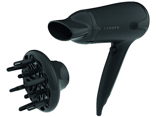 Carmen HD1695 Fén na vlasy Vysokovýkonný objem 1700 W Čierny