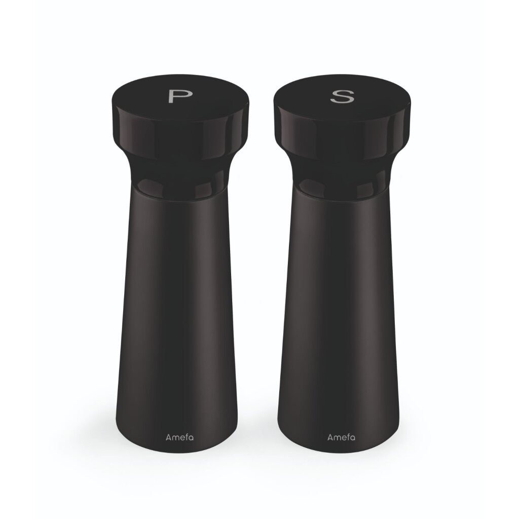 Amefa Sada drevených mlynčekov na korenie a soľ 15 cm 2 kusy, čierna