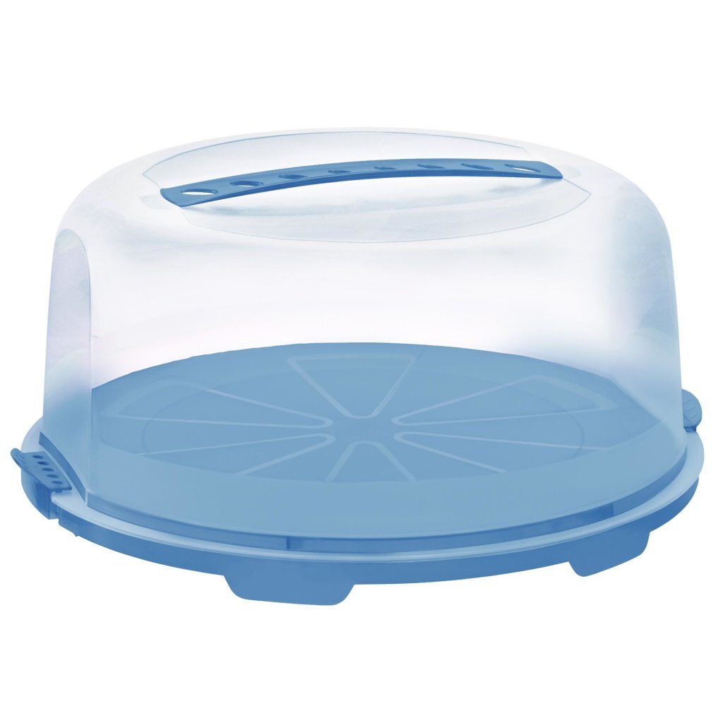 Krabica na čerstvé koláče Rotho 34,5x35,5x16,5 cm, horizontálna modrá/priehľadná