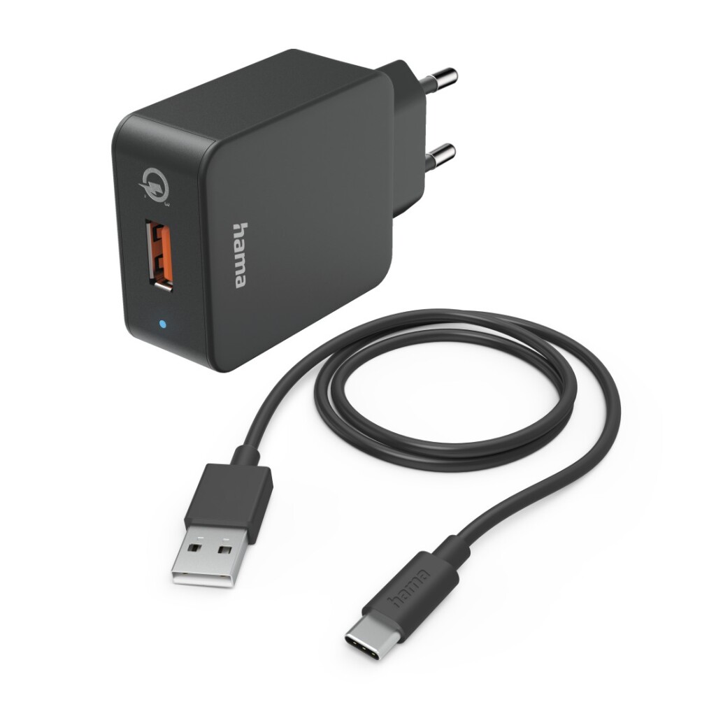 Rýchlonabíjačka Hama s nabíjacím káblom USB-C Qualcomm® 19,5 W 1,5 m čierna