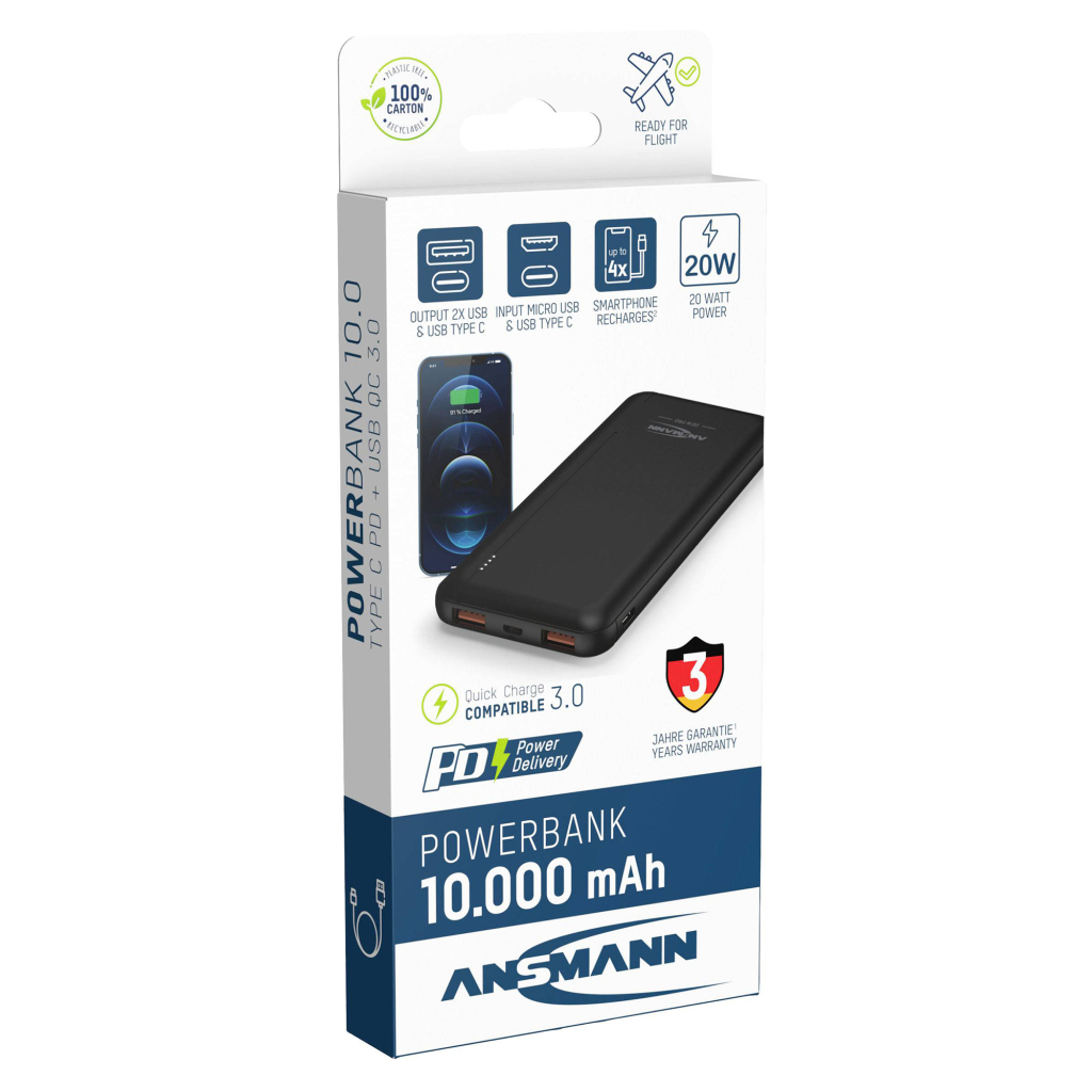Ansmann Powerbank USB-C 10 000 mAh čierna