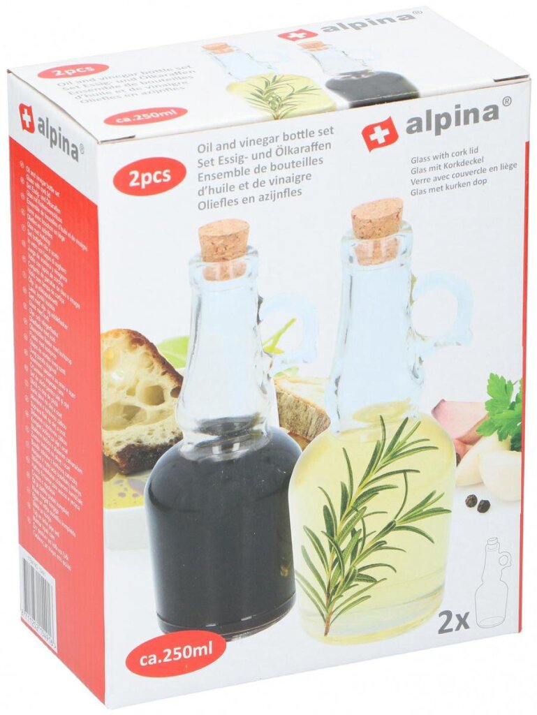Fľaša na olej a ocot Alpina 250 ml, sklenená, 2-dielna