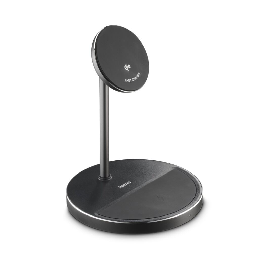 Bezdrôtová nabíjačka Hama 2 v 1 Qi2 15 W čierna