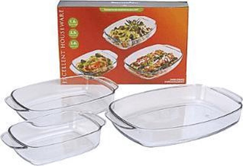 Sada sklenených nádob do rúry Excellent Houseware, 3 kusy