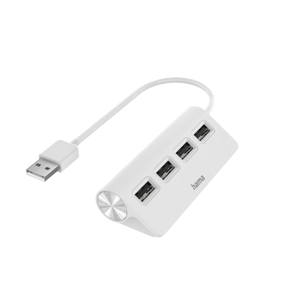 Hama USB hub 4-portový USB 2.0 480 Mbit/s biely