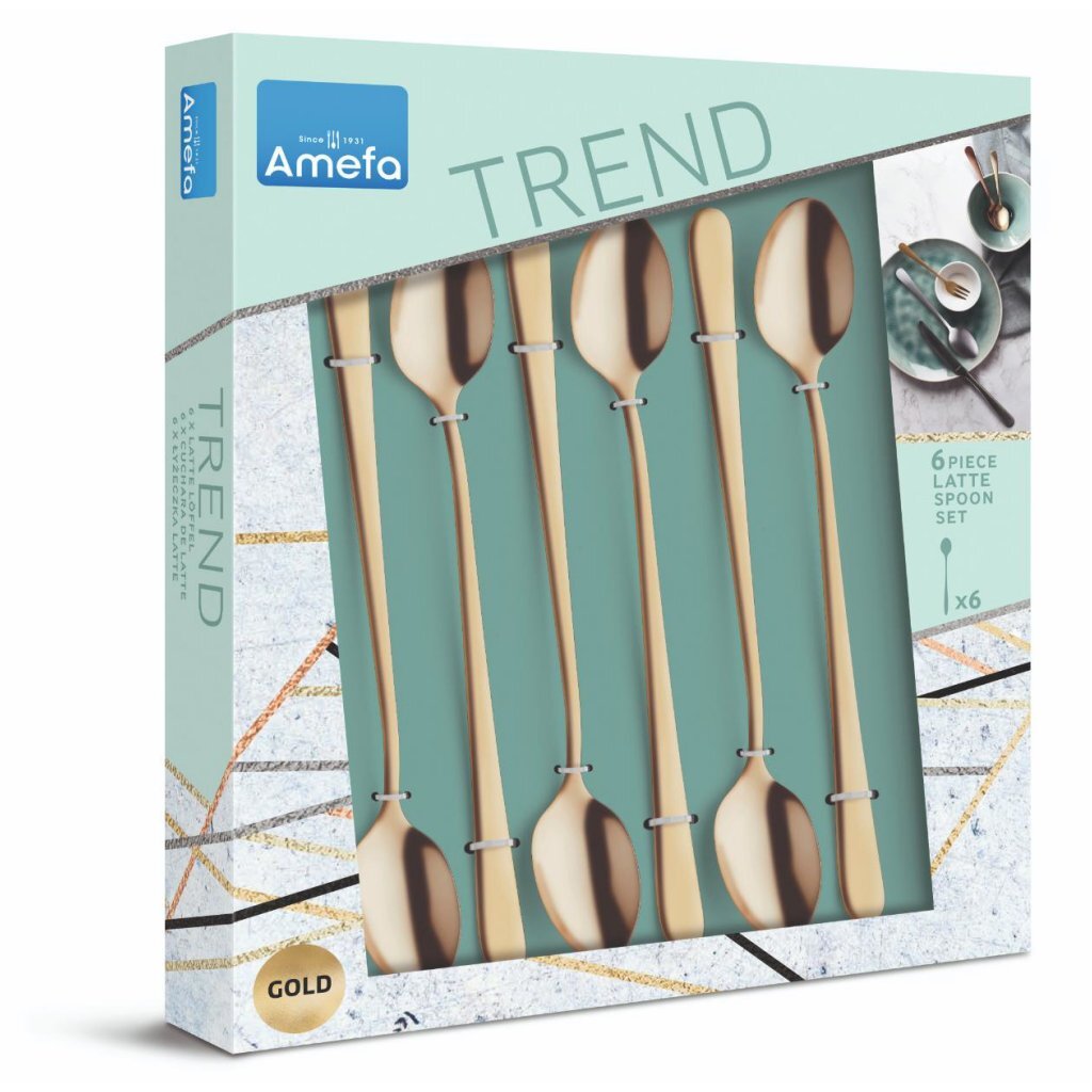 Amefa Austin Latte lyžičky 6 kusov matne zlaté