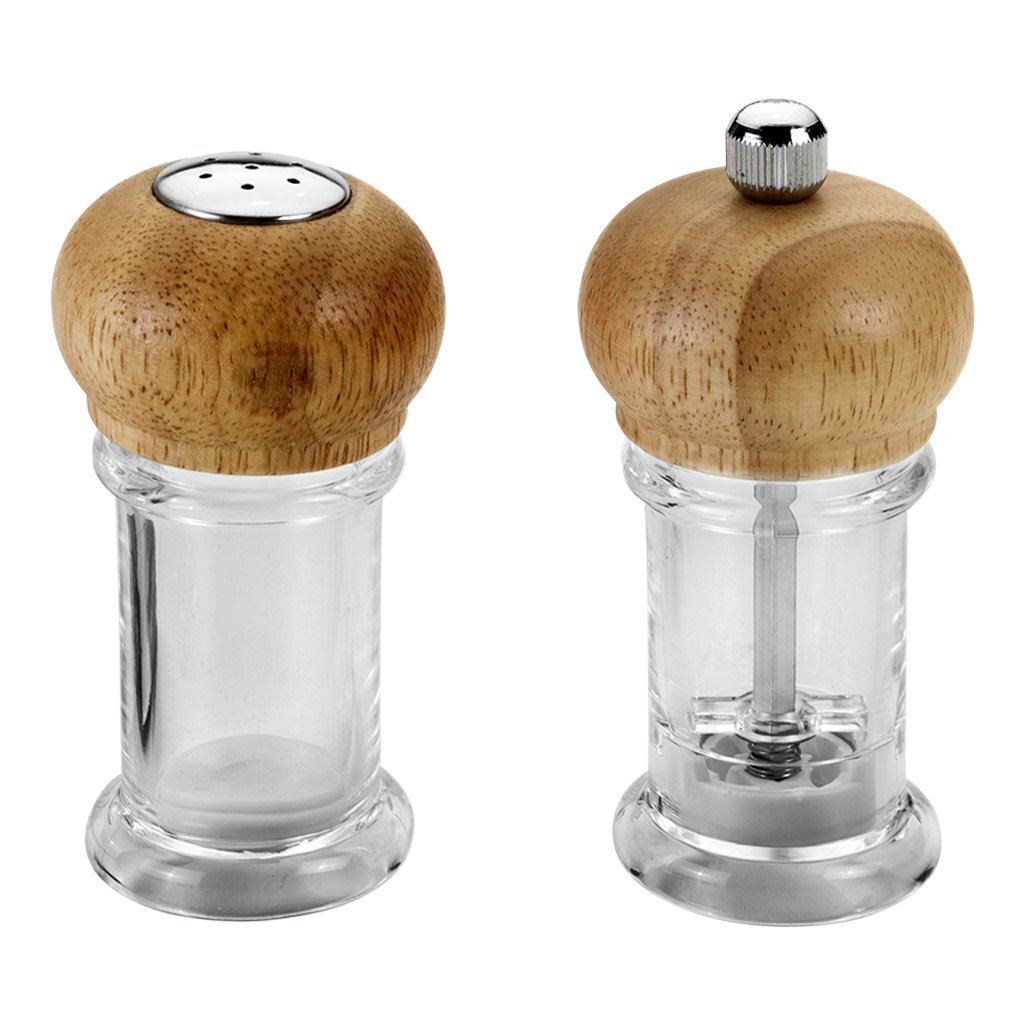 Soľnička + mlynček na korenie Metaltex 10 cm akryl/drevo