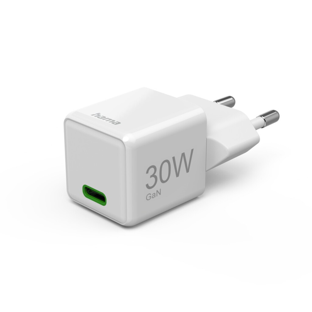 Rýchlonabíjačka Hama 30W USB-C PD/QC/GaN biela