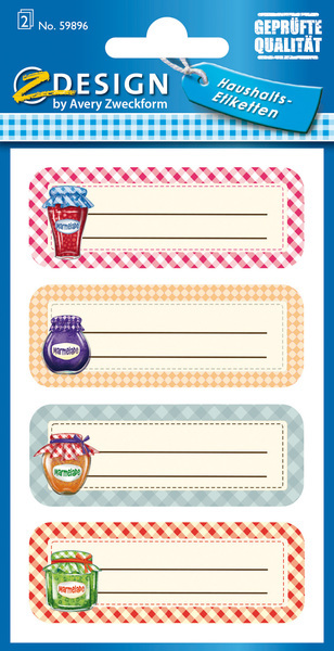 Papierové etikety Avery AV-59896 v tvare Z, balenie A, 2 listy zaváracích pohárov