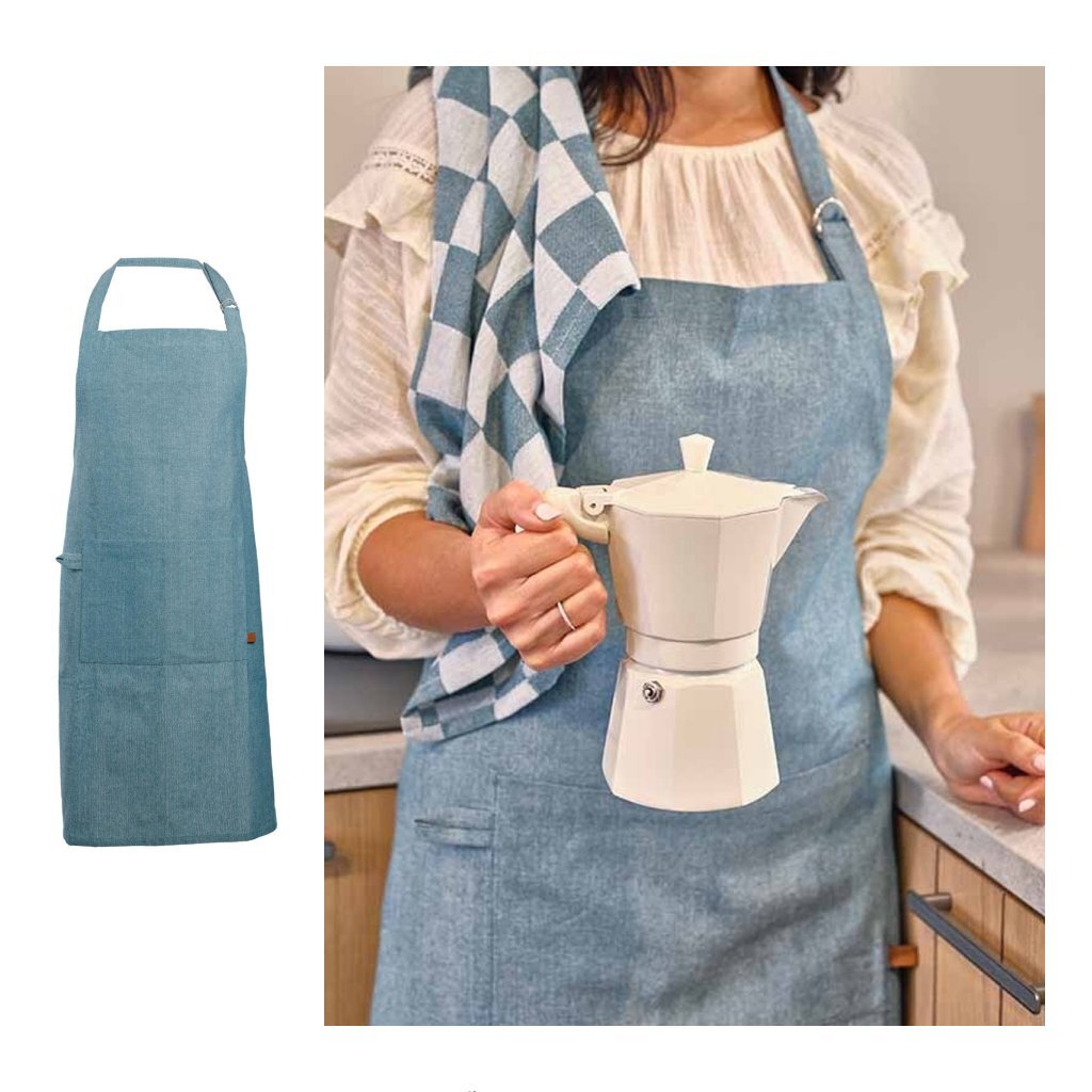 Modrá kuchynská zástera