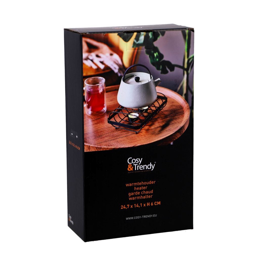 CosyandTrendy Rechaud + 2 držiaky na čajové sviečky čierne/oceľové